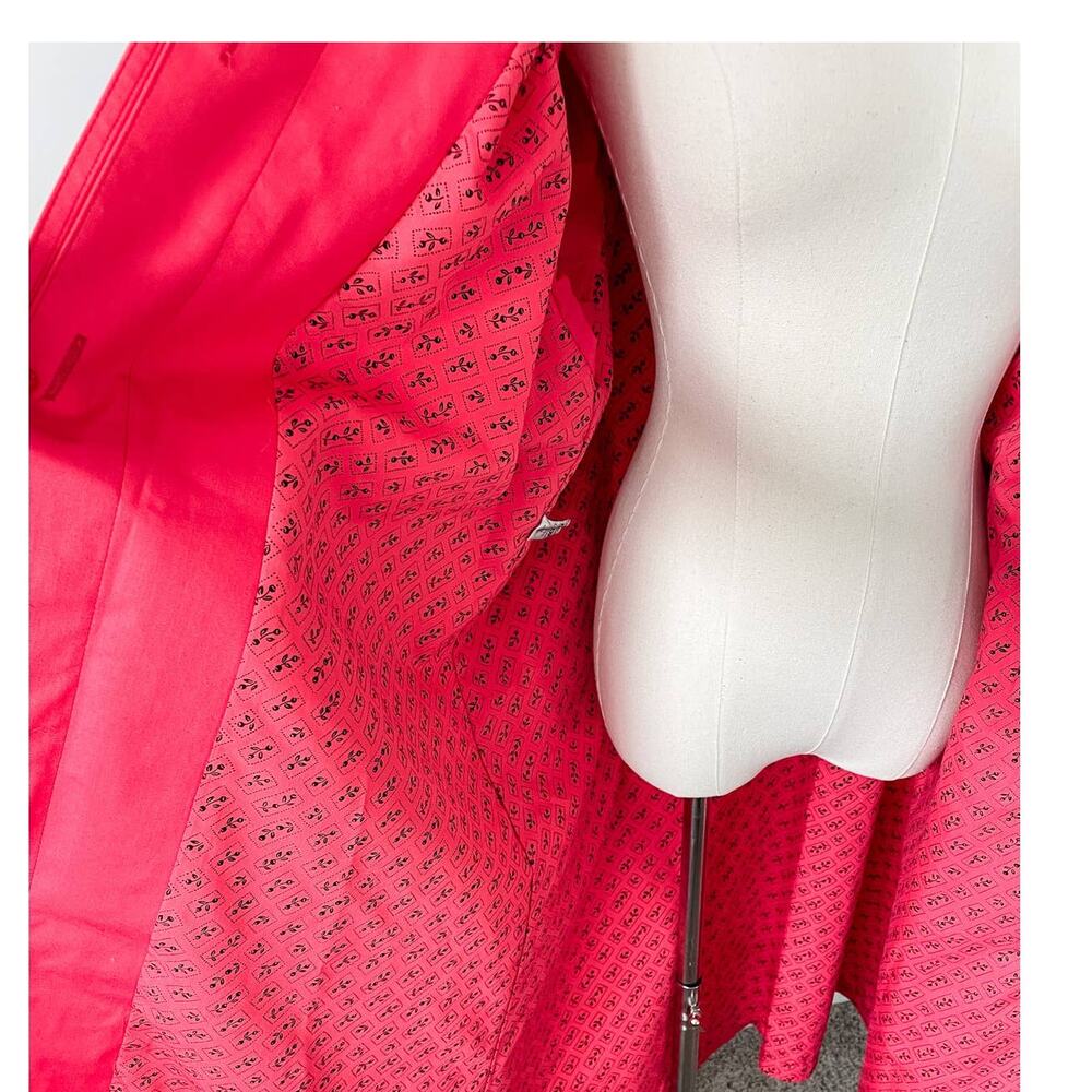 London Fog vintage HOT pink floral lining trench raincoat size LP XLP - Picture 2 of 10
